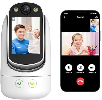 Video Call Security Camera Indoor, Nanny Camera Baby Camera Pet Camera,2-Way Video Call,2-Way Audio, 360°Pan/Tilt WiFi Camera for Home Security, Motion Tracking, 1080P 2.8 inch HD Screen,Night Vision