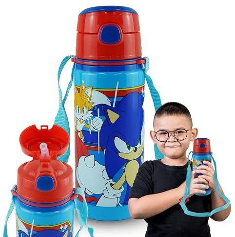 SRV Hub 600ml Sonic Water Bottle with Strap Leak Proof Lightweight Insulated Aluminium Sports Water KBT Disney Bottle for Work Gym Travel Picnic Sports BPA Free | 21.5cm