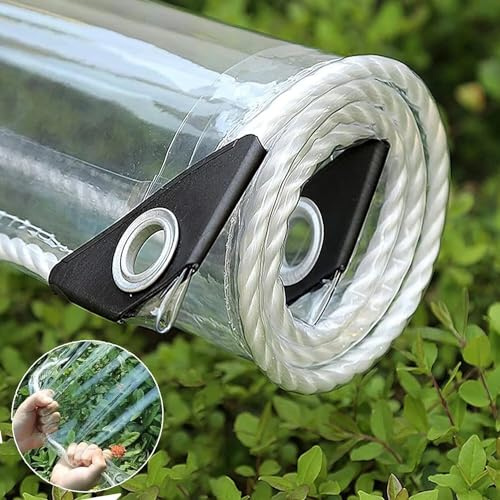 6x8ft Clear Tarp,14Mil Heavy Duty Clear Vinyl PVC Tarp,Tarps Transparent with Grommets&Reinforced Edges&Anti-Tear,Suit for Porch, Patio Enclosure Pet Hutch Roof