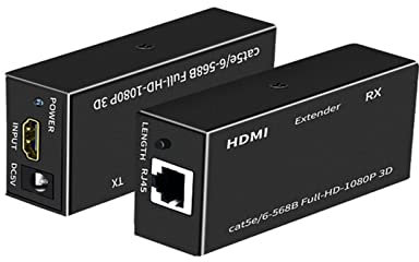 EVURU HDMI. -Compatibile Extender Cat5e Cat 6 Ethernet IP TCP. Segnale HDMI. A LAN Converter 1080p 3D HDMI. Ricevitore del trasmettitore TX RX 60m.
