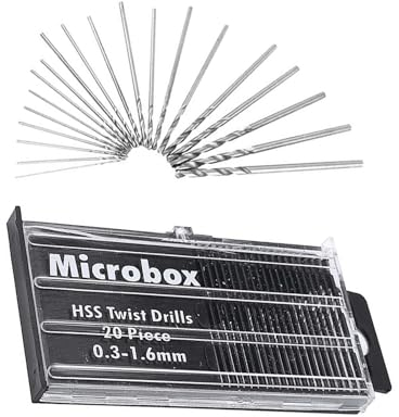 HSS Mini Micro Foret Set,20 PCS Mini Forets Hélicoïdaux HSS avec Boîte 0.3-1.6mm Tige Fraise Hélicoïdal Mini Micro Foret de Précision pour Bois Modélisme Bricolage