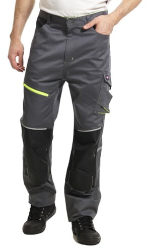 Lee Cooper arbetskläder LCPNT246 herr Hi Vis reflekterande detalj flera fickor stretch hölster ficka last arbetsbyxor, grå/svart, 38 W (78,7 cm Reg Leg), grå/Svart, 38W x 31L