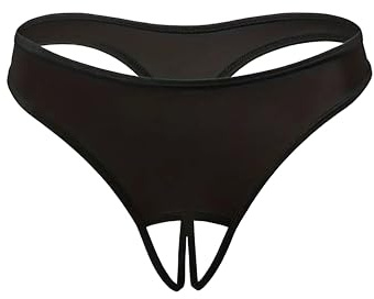 Varsbaby Pantalon String Ouvert Sexy pour Femmes, Trois pièces dans Un Paquet N423-Black-XL-FR
