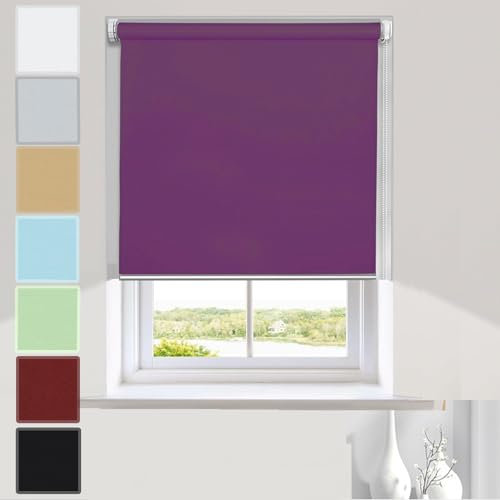Verdunkelungsrollo 100x240cm Verstellbar und Leicht, Easy Fit, UV-Beständig, Thermorollo Lila, Ideal für Fenster und Tür