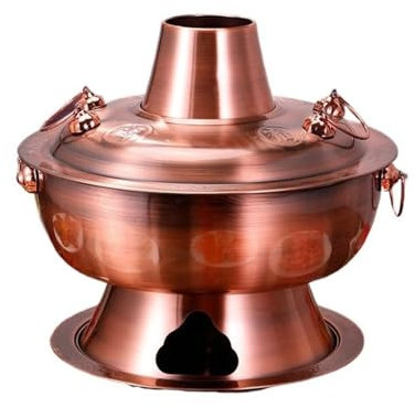 Fondue Olla Hot Pot Olla Caliente De Carbón De Acero Inoxidable, Olla De Vapor Calentada Con Carbón Tradicional, Utensilios De Cocina Fondue Queso(34cm)