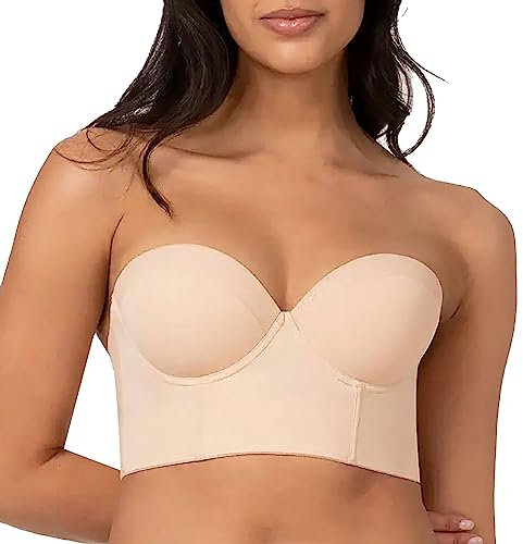 Women's Strapless Half Cup Seamless Sexy Up Bra Look An, beige, GG