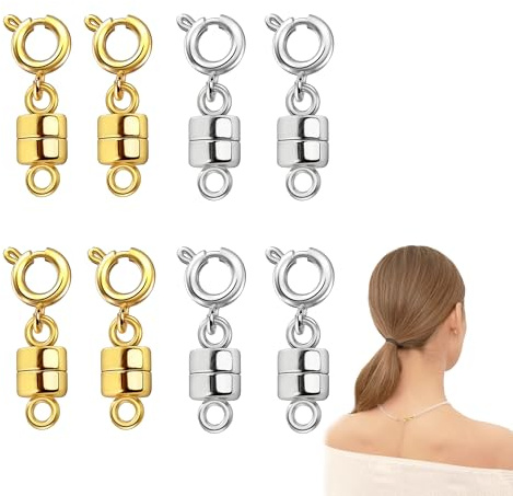 8PCS Magnetic Necklace Clasps, Gold and Silver