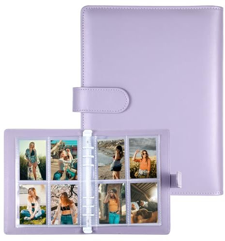 Yuanchu A5-Bindekarte Sammler mit 40 Pack 4-Pocket-Seiten, 6 Ringbuch-Album mit 320 Kartenfächern PU-Leder-Bindemittel Magnetischem Schnallenverschluss Sammelkarten K-Pop Fotokarten Sammelalbum Karten