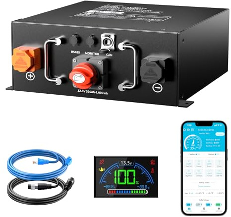12V 320Ah Underseat LiFePO4 Batterie, ECE R10 zertifiziert mit eingebautem 250A BMS mit Niedertemperaturschutz, 12000 Zyklen und 10-Jahres Lebensdauer, fürWohnwagen,Solaranlagen,Stromspeicher
