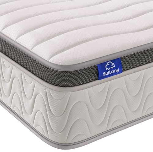 Suilong Matelas 140x200, 30cm d'épaisseur Matelas à Ressorts Ensachés Indépendants et Mousse à Mémoire de Forme, Matelas Hybride 7 Zones de Soutien, Respirant, Confortable pour Adultes et Enfants