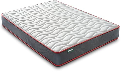 beloBed Colchon 90x180 cm Altura 18 cm. con Viscolastica Alto Confort. Reversible Doble Cara. Firmeza Media. Multicapa Transpirable. Nucleo de Espuma HR ComfortFusion