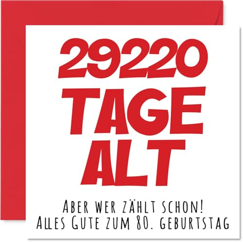 Stuff4 80. Geburtstagskarte Lustig für Männer und Frauen, 29220 Tage Alt | Lustiger Alles Gute Zum Geburtstag Karte, 145mm Humor Scherzen Glückwunschkarten