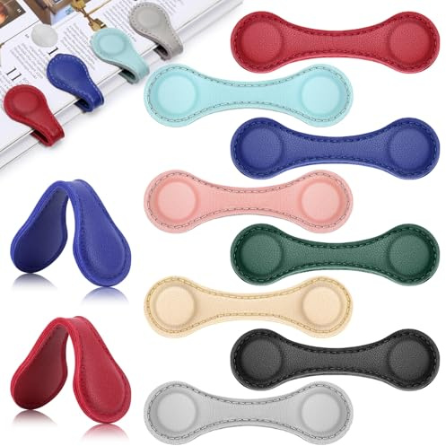 8 Stück Magnetische Lesezeichen aus Leder, Handgefertigte Vintage-Buchzeichen mit Starker Haftung, Magnetischer Lesezeichenclip für Buchliebhaber Elegante Farben für Buchliebhaber & Leseratten