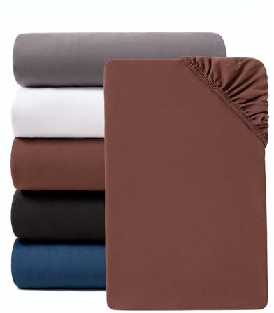 Lumimi Spannbettlaken Spannbetttuch Bettlaken aus Mikrofaser, 120cm x 200cm für Matratzen bis 30cm Höhe, Superweich Schlafkomfort Rundum Gummizug Faltenfrei Formstabil Pflegeleicht Braun