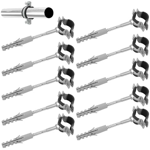 10 PCS Abrazaderas de Tubo 20-24 mm 1/2 con Tornillos y Tacos, Acero Galvanizado de Goma Antivibración, Soporte Metálico para Tuberías, Clips de Tubo, Abrazaderas de Tubo de Rosca
