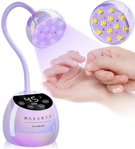 Makartt UV Lampe für Gelnägel - Gooseneck UV Lampe Nägel Cordless, Rechargeable USB 39W Dryer LED Lamp with Auto Sensor 4 Timer Settings, Fast Curing für 3D Nail Art Polish(Lila)