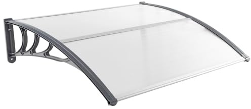 COSTWAY Vordach für Haustür 122 x 99 cm, Überdachung aus Aluminium und Polycarbonat, Transparentes Pultbogenvordach, Haustürvordach, Pultvordach, Haustürdach, Türvordach für Eingangsbereich