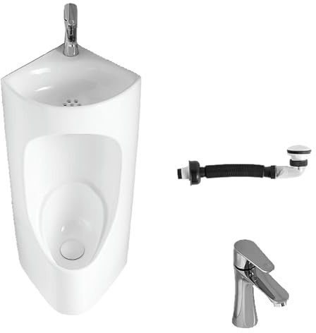 WANGRUIERHA Dreieckiges Eck Urinal, Keramik Urinale für Männer, Wandmontiertes Waschbecken-Herren Urinal, Geeignet für Badezimmer, Bars, Krankenhäuser, Flughäfen, Hotels