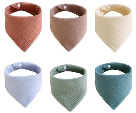 Lätzchen Baby Dreieckstuch, Halstücher Baby, Musselin Halstuch Kinder, Baumwolle Halstücher Für Junge Und Mädchen, 30 * 45cm 6 Stück