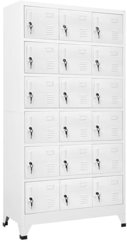 XHNIFBN Metall-Schließfachschrank Grau 90x40x180 cm 18 Fächer abschließbarer Spind Aufbewahrungsschrank robuste Stahlblech-Konstruktion für Sportverein Büro Lagerraum