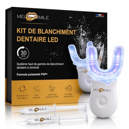 MELOSMILE - Kit de Blanchiment Dentaire Professionnel avec Lampe LED 16X - 3 Gels pour un Blanchiment Rapide et Efficace, Élimine les Taches Profondes (Kit de blanchiment)