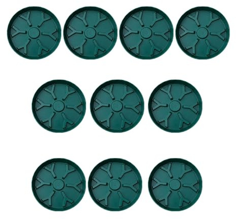 TAIZhiChen Lot de 10 Soucoupes pour Plantes en Forme de Y, Coupelles Aérées pour Plantes, Plateau Égouttage en Plastique Épais, Bord Onde et Fond Rainuré, pour Jardin, Terrasse ou Cour, Vert