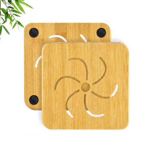 Set di sottopentola in bambù naturale, antiscivolo, quadrati, per pentole da cucina, protezione per piani di lavoro, per pentole calde e teiere (1)