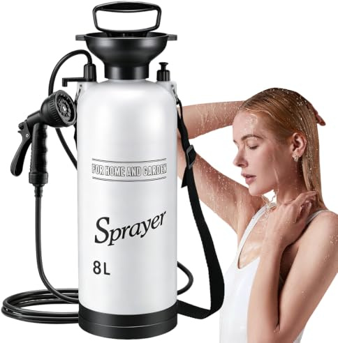 TECKZOON Tragbare Campingdusche mit Pumpe | Kompakte Reise-Dusche für Outdoor, Camping, Auto, Garten, Tiere & Pflanzenbewässerung | Manuelle Handdusche, Einfache Konstruktion