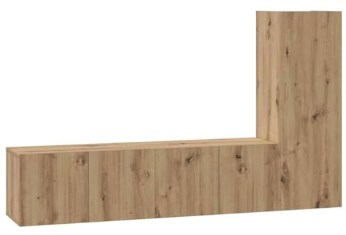 Coespram Set di 3 mobili per TV da parete, moderno, in legno di quercia artigianale, con ante a cerniera e mensole, per soggiorno e media, portata