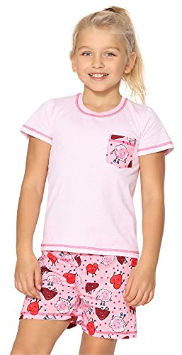 Merry Style Mädchen Schlafanzüge Kurz aus Baumwolle Pyjama Set MS10-292 (Melange/Rosa/Körper, 110 cm)
