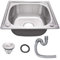 Trintion Kitchen Sink 42x37x18.5CM Single Bowl Sink Inset Steel Stainless Hand Drainer with Drain Fittings and Overflow for Utility Rooms Kitchens Bars Pubs