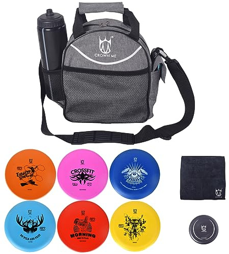 CROWN ME Disc Golf Set with 6 Discs and Mini Disc and Starter Disc Golf Bag