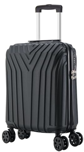 DK Luggage Carry-on 20” Cabin EasyJet, BA, Jet 2 Hard Shell Hand Luggage Approved Suitcase 4 Wheel Spinner Luggage ABS101 Black