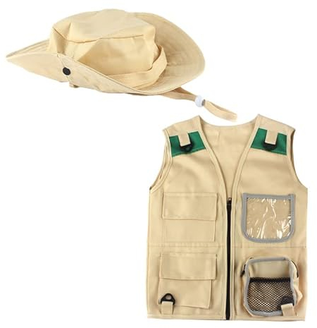 zalati Frachtweste mit Hut Explorer Abenteuer Hinterhof Park Safari Zoo Keeper Stil Outdoor Aktivität für Kinder