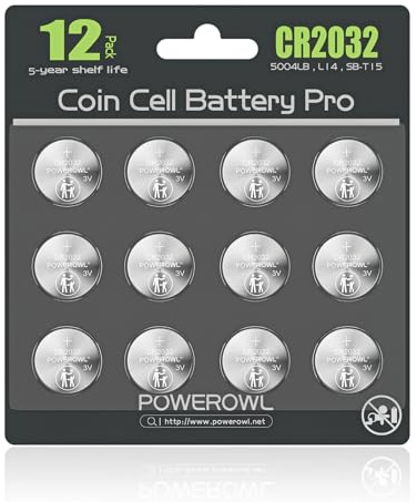 POWEROWL - CR2032 Batteries 3V Lithium 12 Pack, High Capacity 2032 DL2032 ECR2032 CR 2032 Button Cell Battery