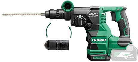 HIKOKI Akku Bohr- und Meißelhammer DH3628DC, Aufnahme: SDS-plus, mit Schnellsp.-Bohrfutter, (36V, Leerlaufdrehzahl 4300min-1, Schlagenergie:3,2 J,Brushless, OHNE Akku, Ladegerät u. Transportkoffer