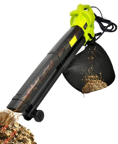 Soffiatore per foglie da giardino 3 in 1, aspiratore per foglie da 3000 W con ruota e sacco di raccolta da 40 l, rapporto di triturazione 16:1, aspiratore per foglie da giardino da 13,2 m³/min(3m powe