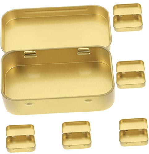 TOKIDNY Scatola Di Latta Rettangolare Con Coperchio, Set Da 6 Piccole Scatole Portaoggetti in Latta Vuote, Leggero Contenitore Metallico Per Dolci, Snack e Piccoli Accessori, Per Feste e Regali