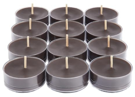 PartyLite Set of 12 Tea Lights Candles, Ebony Oud Scent, Aromatherapy Scented Candles Gift Set, Up to 4 to 6 Hours Burn Time