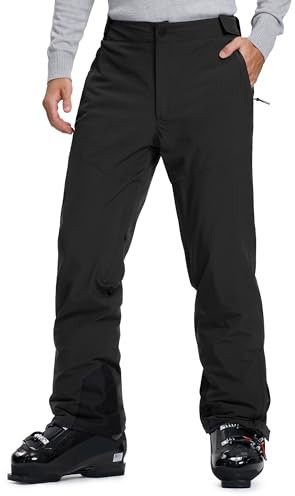 33,000ft Herren Skihose 10000 MM wasserdichte Snowboardhose Winddichte Warme Gefütterte Softshellhose Winter Thermohose Ski Pants für Männer Schwarz XL