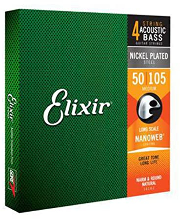 Elixir® Saiten Nickel-Wound 4-str. E-Basssaiten mit NANOWEB® Beschichtung, Long Scale, Medium (.050-.105)