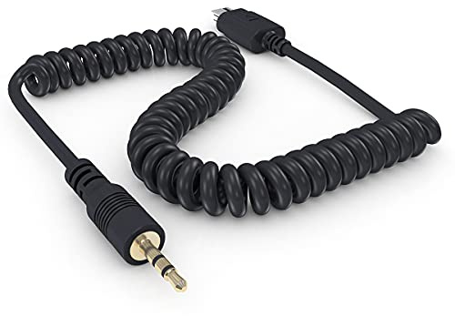 ayex Cable Adaptador en Espiral Adecuado para, por Ejemplo, Temporizador Disparador Remoto a Nikon (DC2) Z7, Z6, D7500, D7200, D7100, D610, D600, D90, D5600, P7700, D3300, D3100, DF, Coolpix A, etc.