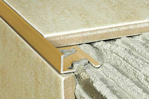 2 metri alluminio piastrelle BORDO Profilo Alluminio Striscia di piastrelle SBARRA 8mm, A50 - Oro