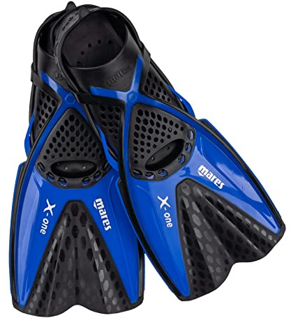 Mares X-One - Pinne snorkeling corte e leggere, scarpetta aperta forata, tecnologia Channel Thrust, ideali per viaggi e immersioni tropicali