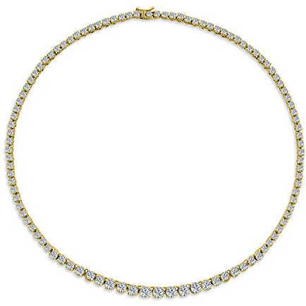 Bling Jewelry Classico Tradizionale Nuziale Cubic Zirconia Graduated Aaa CZ Round Prong Set Statement Tennis Necklace Collar Per Le Donne Matrimonio Prom 14K Placcato In Oro