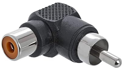 Cmple - RCA Coupler Audio Video Cable Adapter Composite Component Connector Converter - RCA Male to Female 90 Degree Right Angle