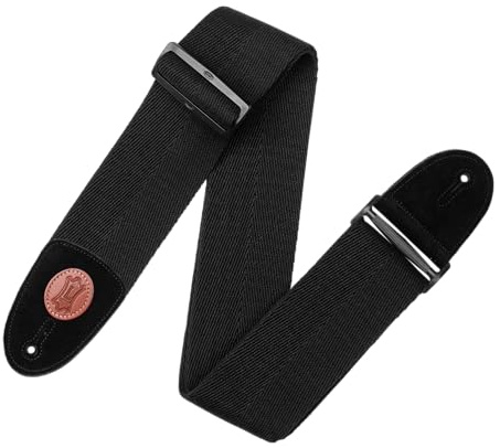 Levy's Leathers Signature Cotton Series 3 Bass Guitar Strap with Tri-Glide Adjustment, Black (MSSC4-BLK)