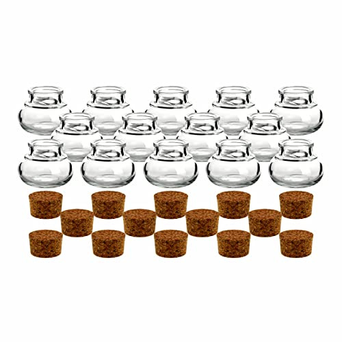 gouveo 14er Set Gewürzgläser 40 ml mit Korken - Mini Korkengläser mit Korkverschluss - Kleine Vorratsgläser für Kräuter, Gewürze - Kleine Glasdose (KGR040)