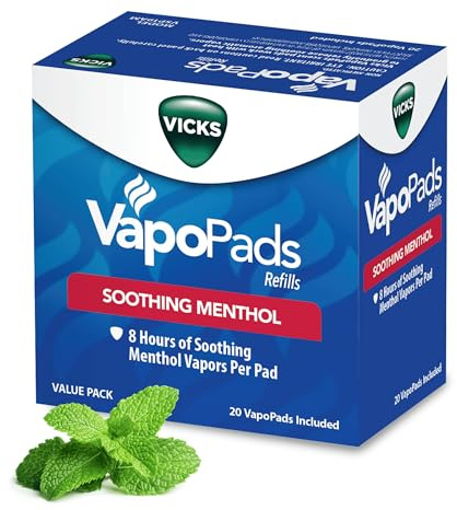Vicks VapoPads with Original Menthol Formula - Vapor Pads Refill for Vicks Humidifiers and Steam Inhalers, Scent Pads for Congestion Relief, 20-Pack, Box Color May Vary