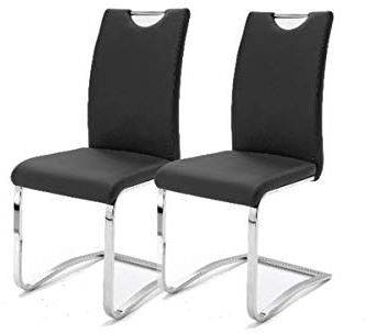 Robas Lund, Stuhl, Esszimmerstuhl, Schwingstuhl Köln, 2er Set, Schwarz, 57 x 43 x 100 cm